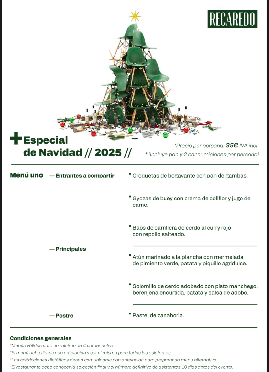 Menú uno navidad en Toledo